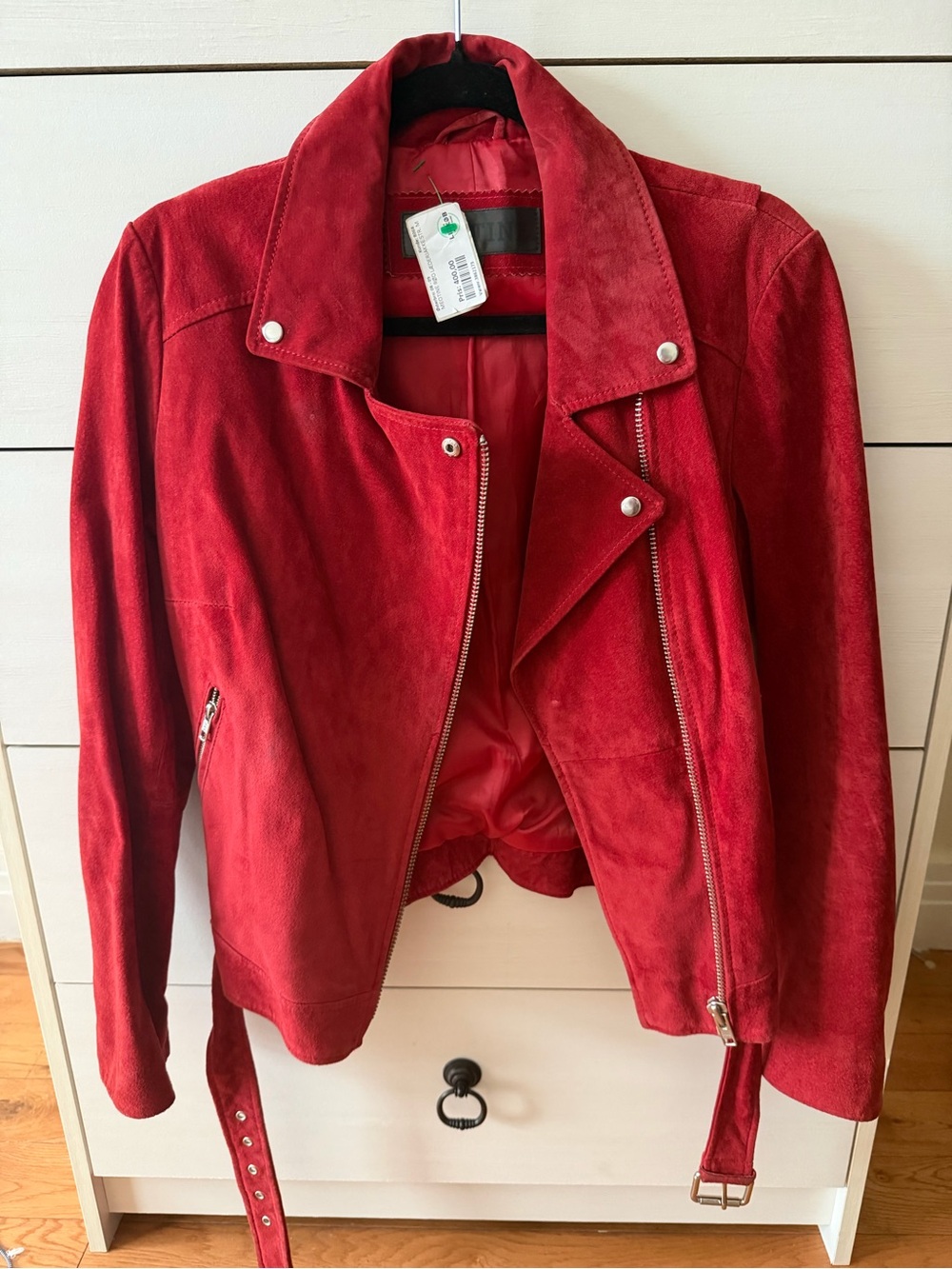 Vintage Red Suede Moto Biker Jacket - Women's Size M